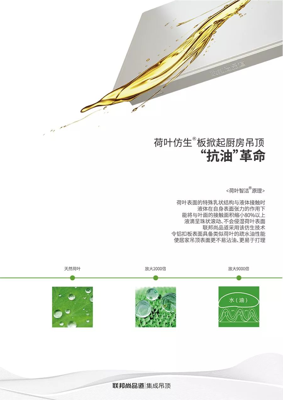 聯邦尚品道集成吊頂 荷葉仿生技術 廚房吊頂抗油污